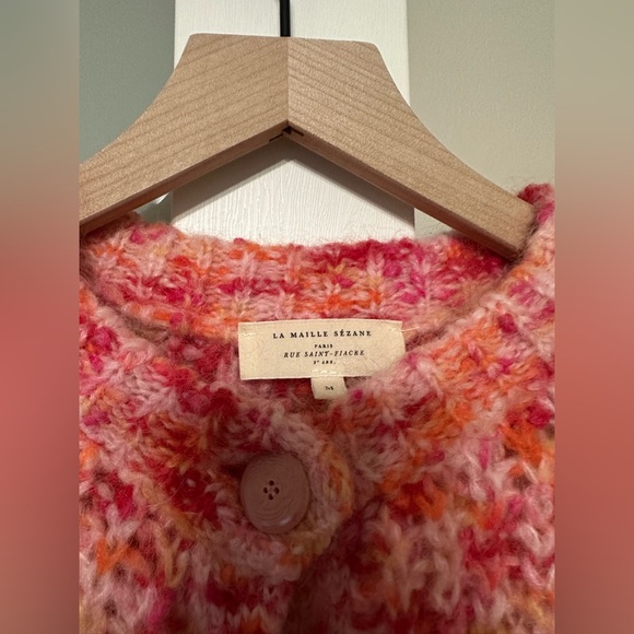 Sezane Emile Cardigan in Multi Colour Pink Orange Size Medium - Picture 5 of 5